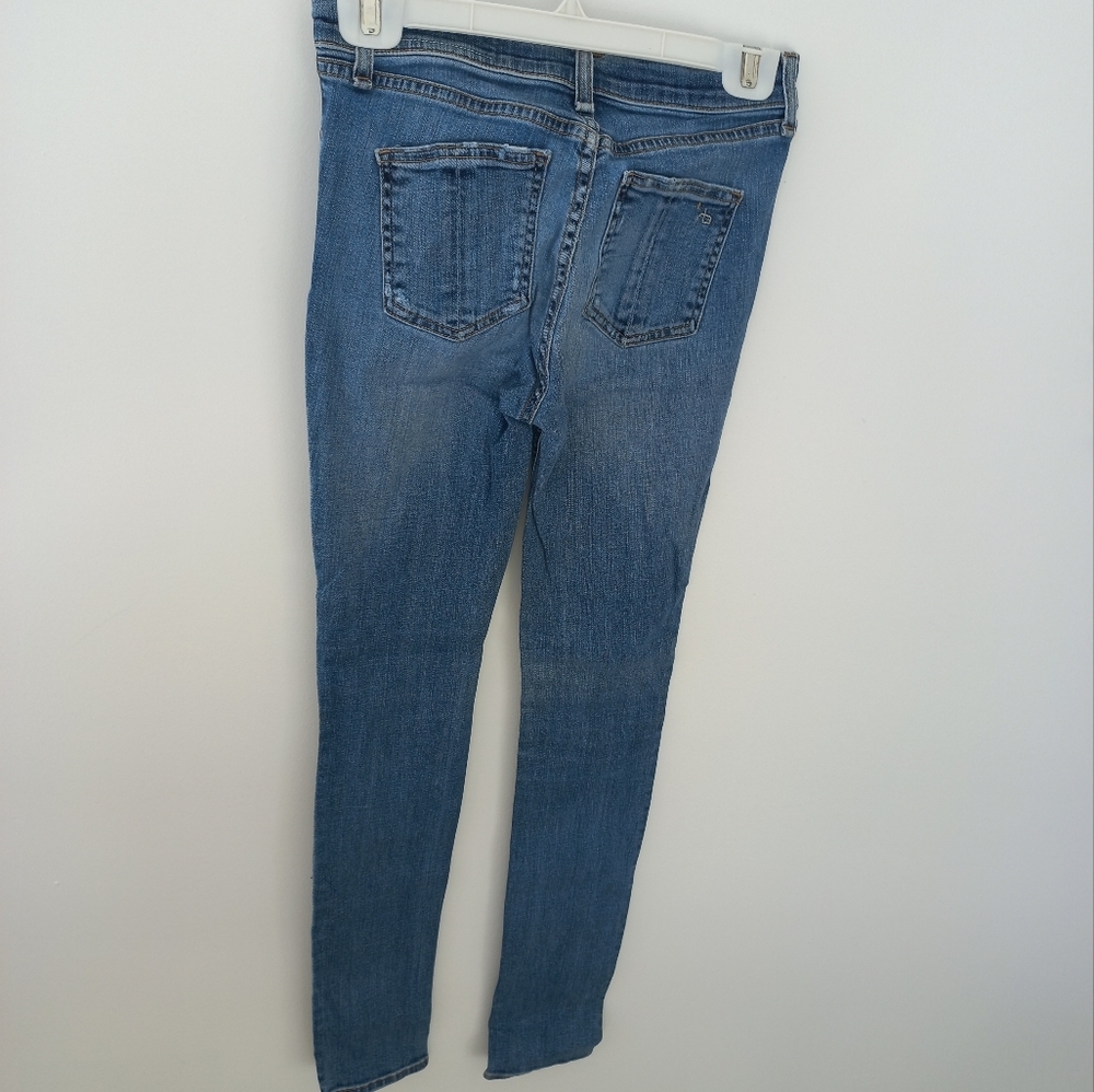 Rag & Bone Women's Mid-Rise Blue Distressed Skinny Jeans Size 25 US - Picture 9 of 16